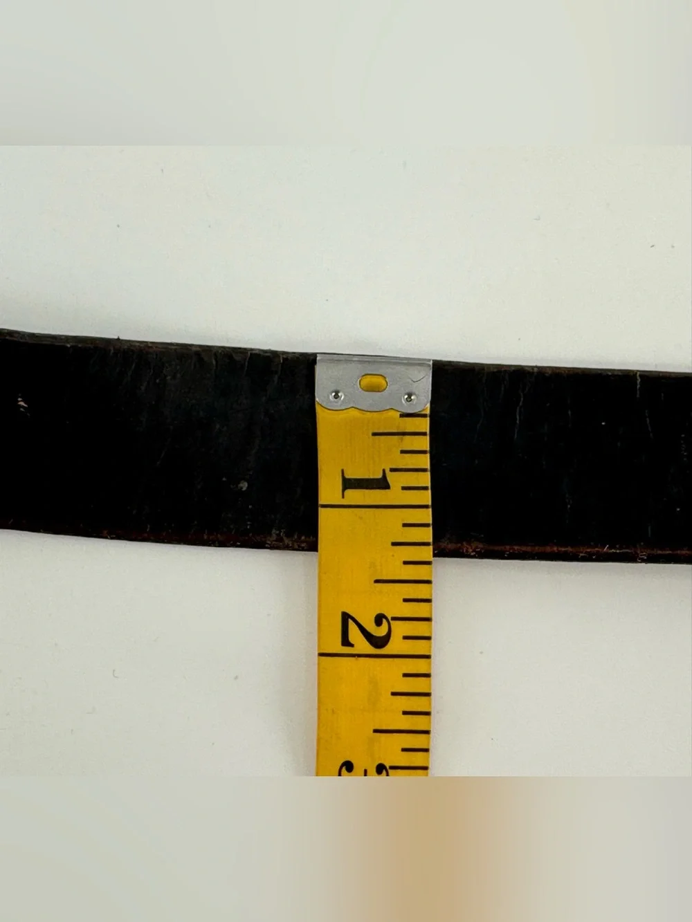 Vintage Black Leather Belt Worn In Distressed 42